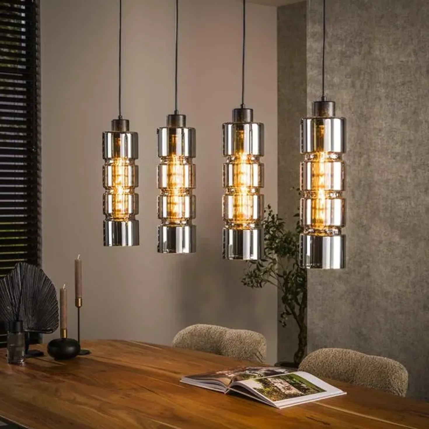 Silvio 4-lichts Hanglamp Glas