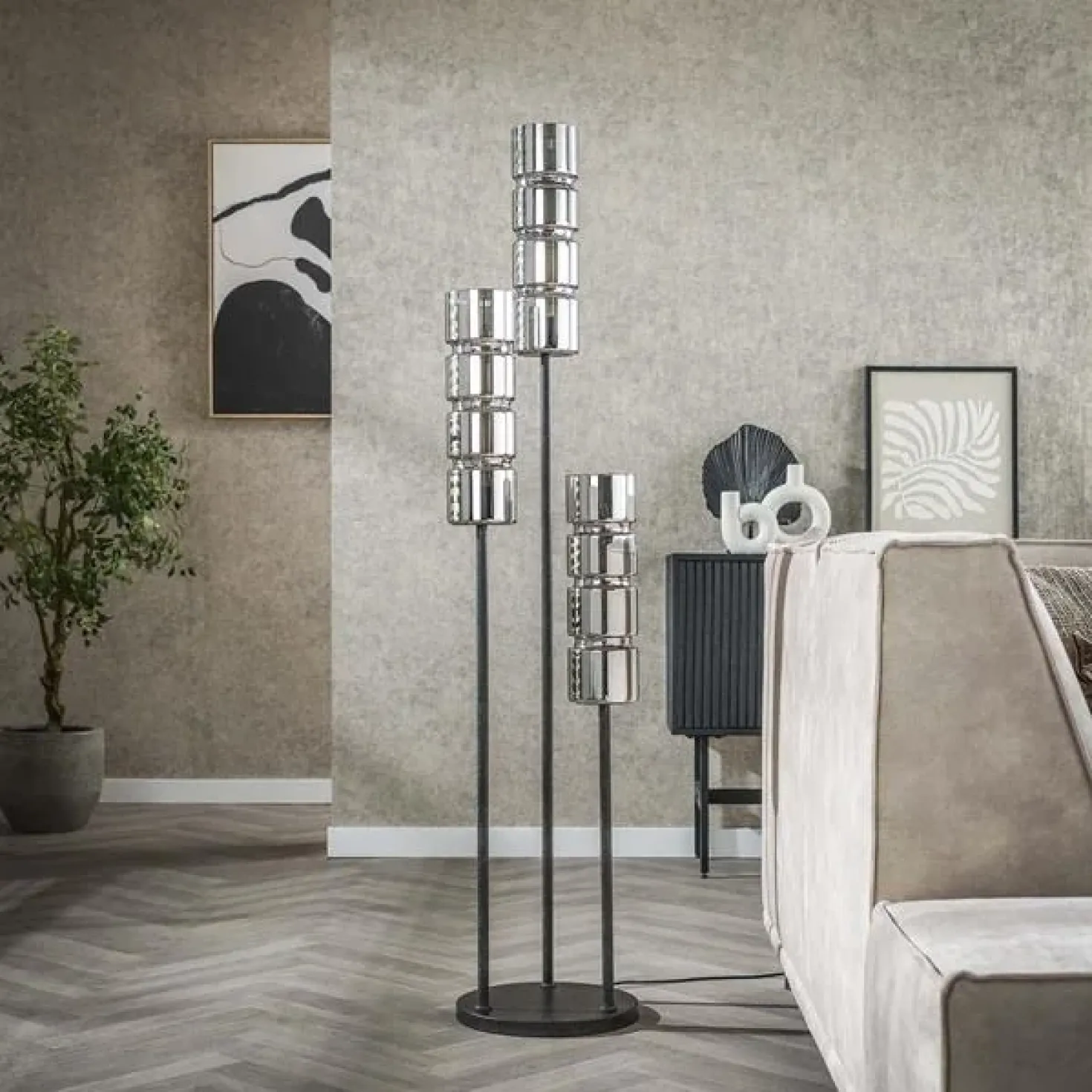 Silvio 3-lichts Vloerlamp Glas