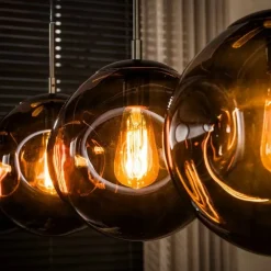 Solaro 4-lichts Hanglamp Bruin glas