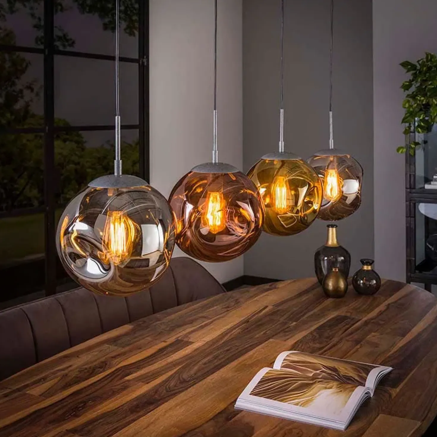 Solaro 4-lichts Hanglamp industrieel