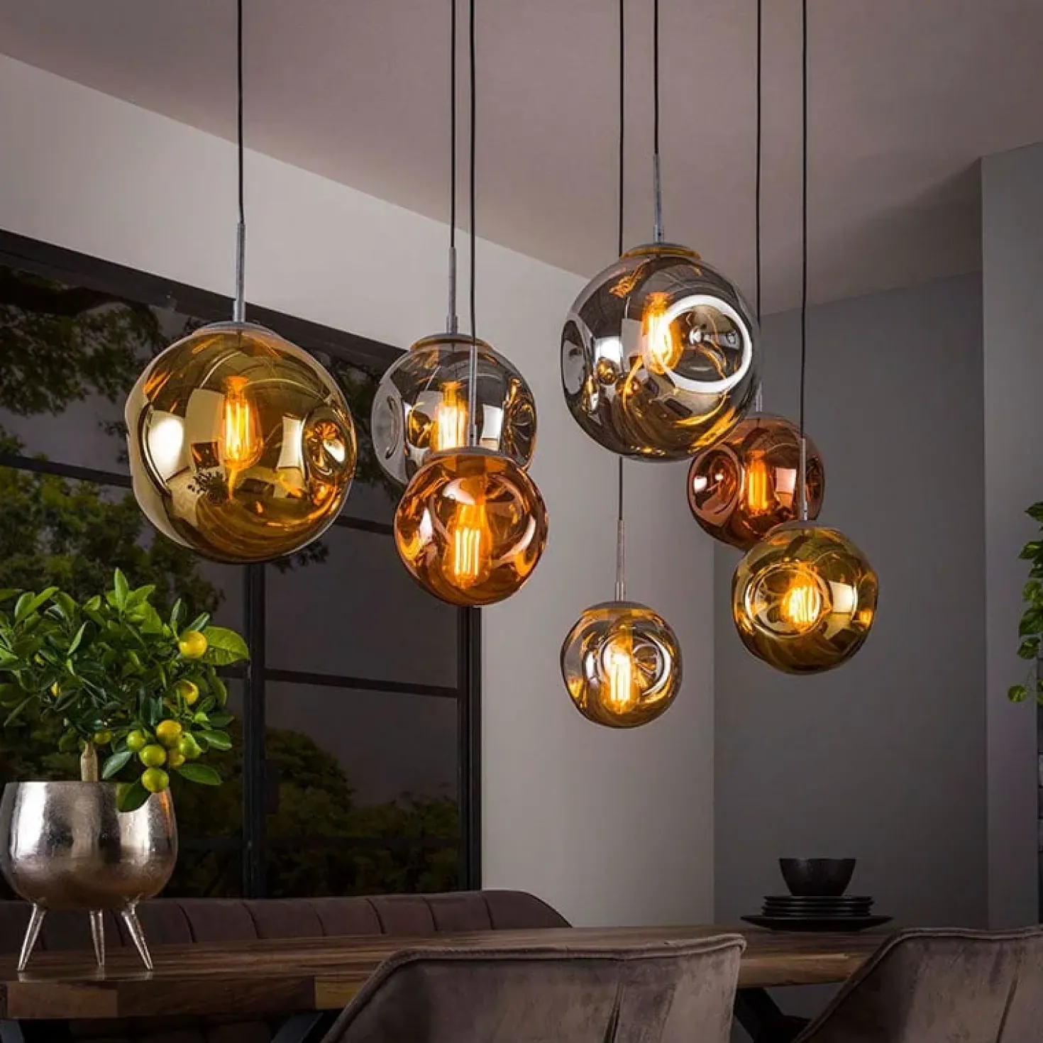 Solaro 7-lichts Hanglamp industrieel