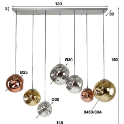 Solaro 7-lichts Hanglamp industrieel