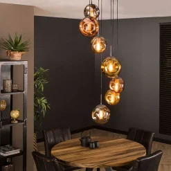 Solaro 7-lichts Hanglamp rond getrapt industrieel