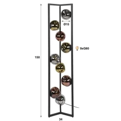 Solaro 9-lichts Vloerlamp Meerkleurig glas