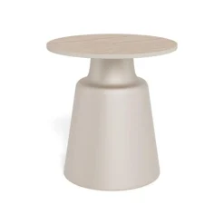 Solvani Salontafel hoog Rond Keramiek Lichtbeige 45cm