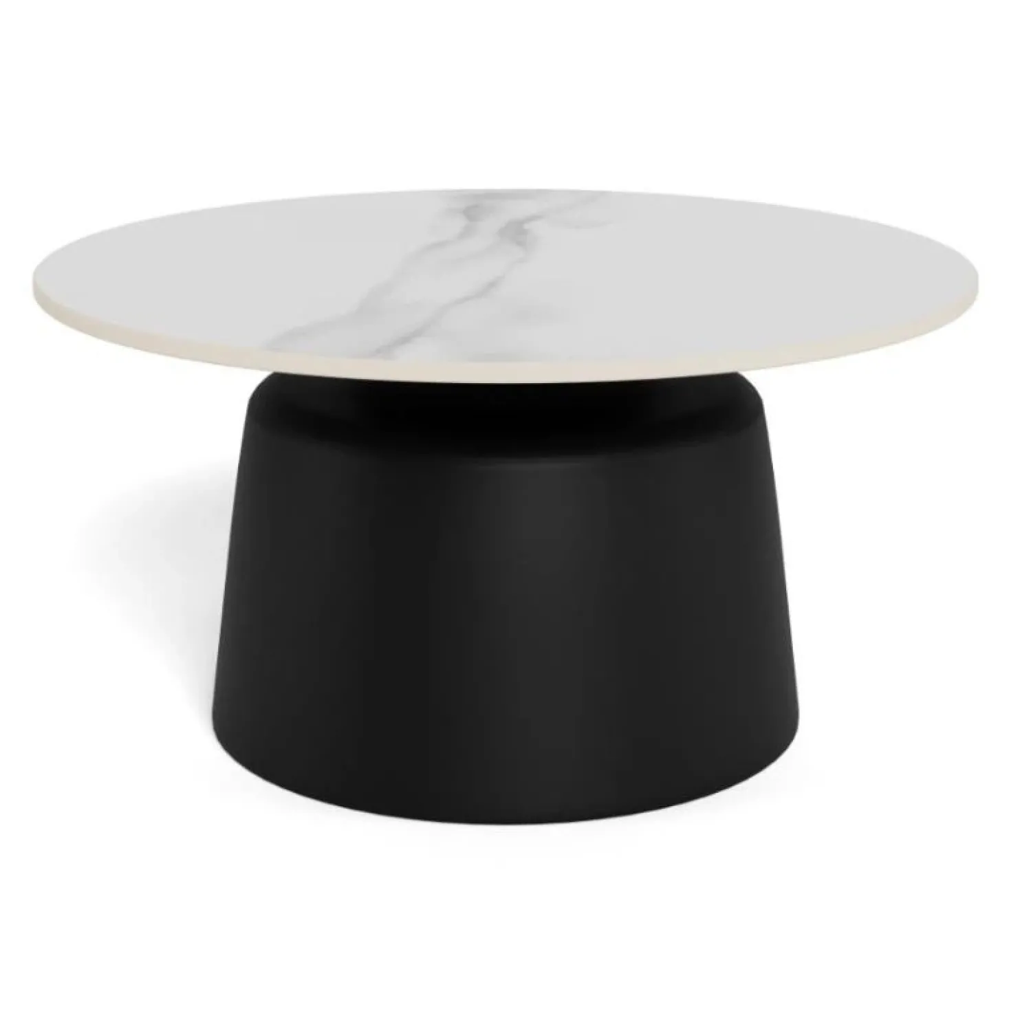 Solvani Salontafel laag Rond Keramiek Zwart-Wit 70cm