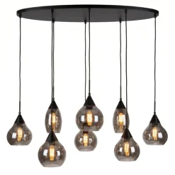 Spix Hanglamp 8-lichts ovaal smoke glas