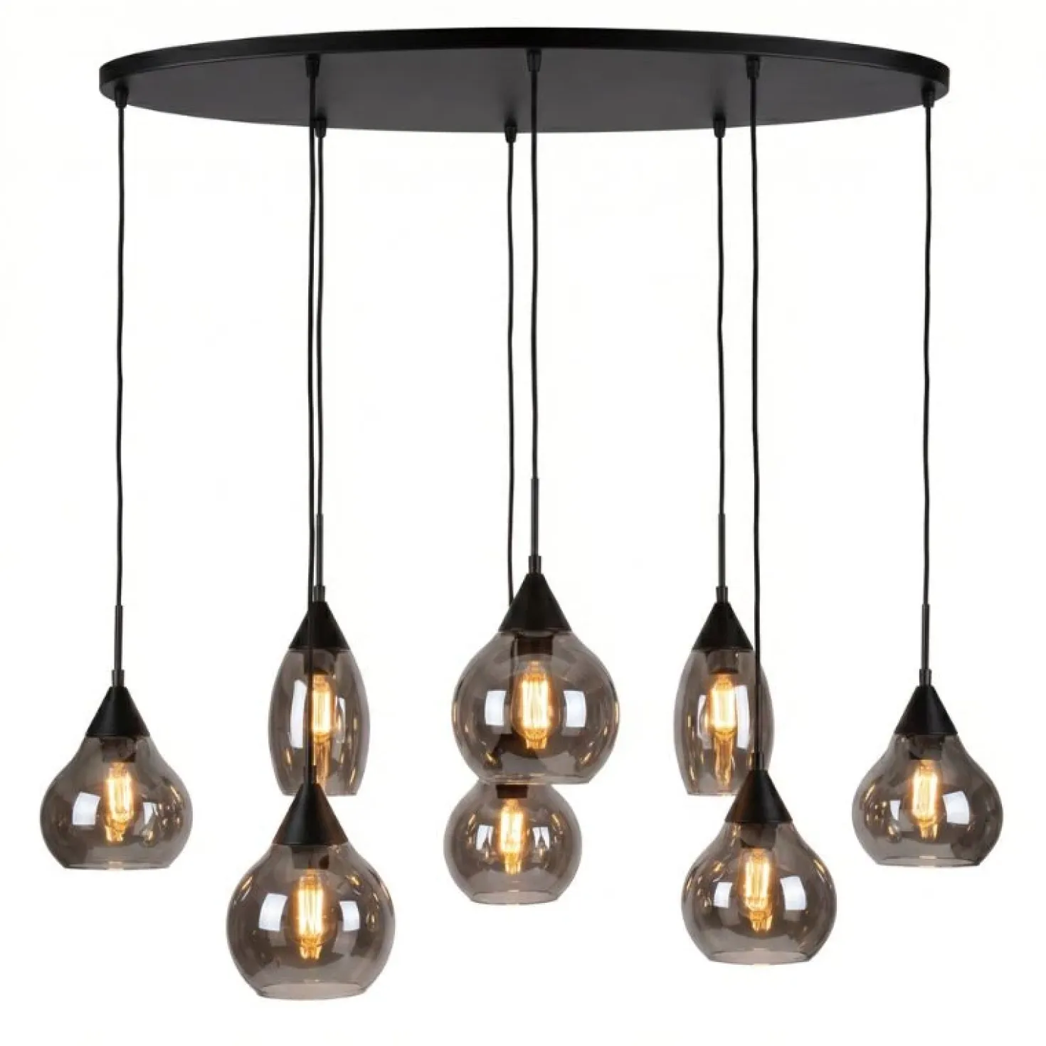 Spix Hanglamp 8-lichts ovaal smoke glas