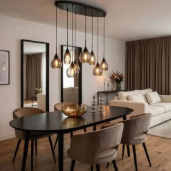 Spix Hanglamp 8-lichts ovaal smoke glas