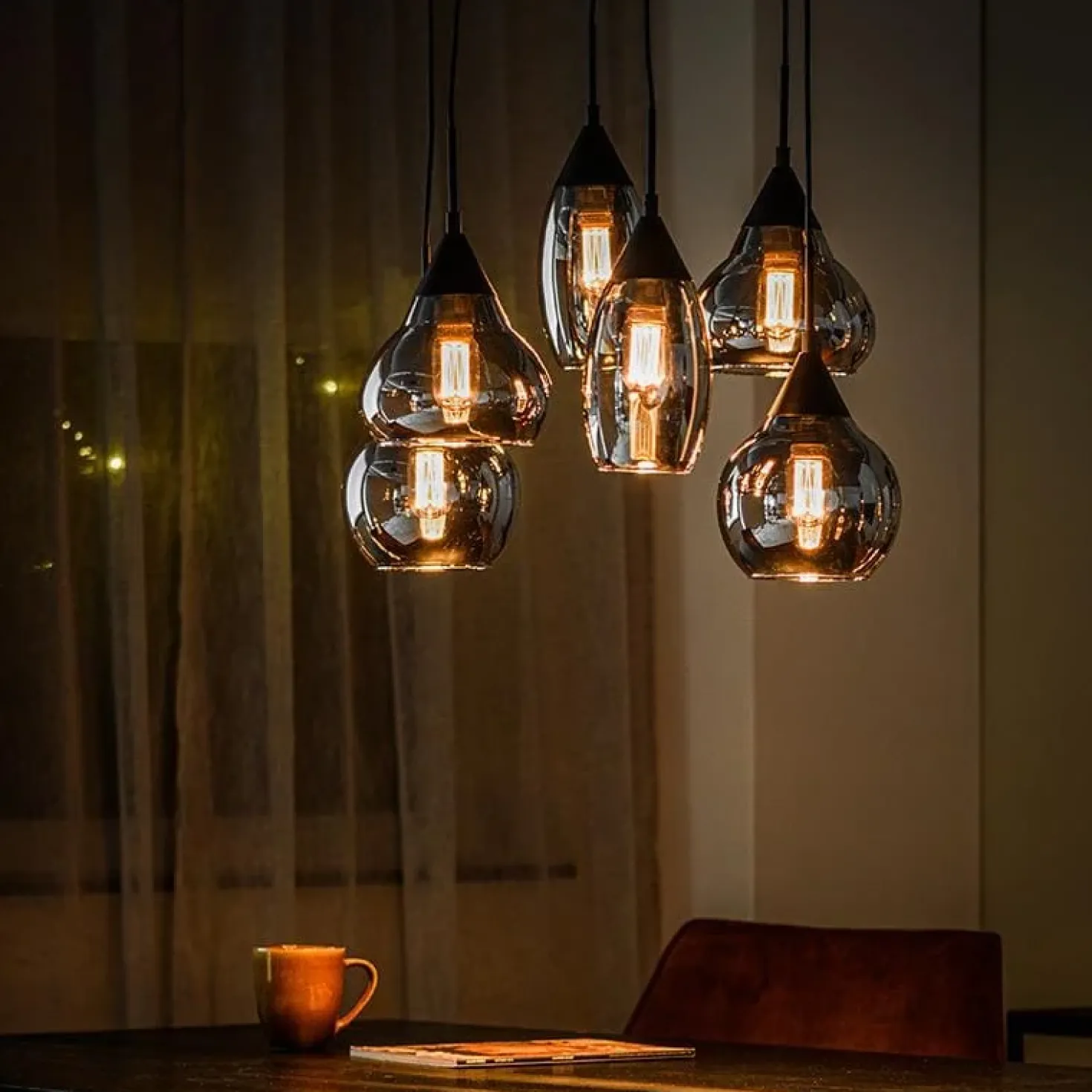Spix Hanglamp 6-lichts smoke glas
