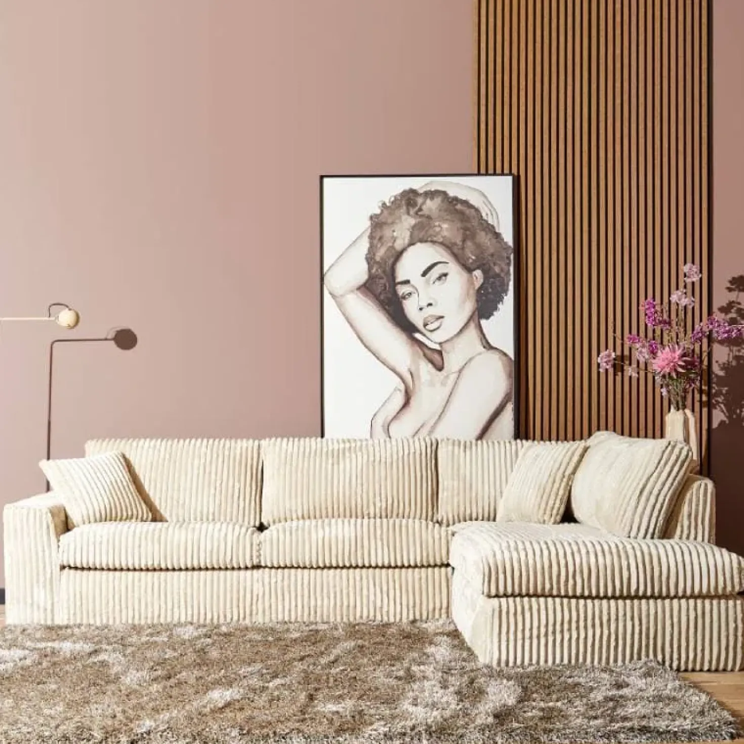 Sterre Hoekbank 2,5 zits + Sofa R Creme zand