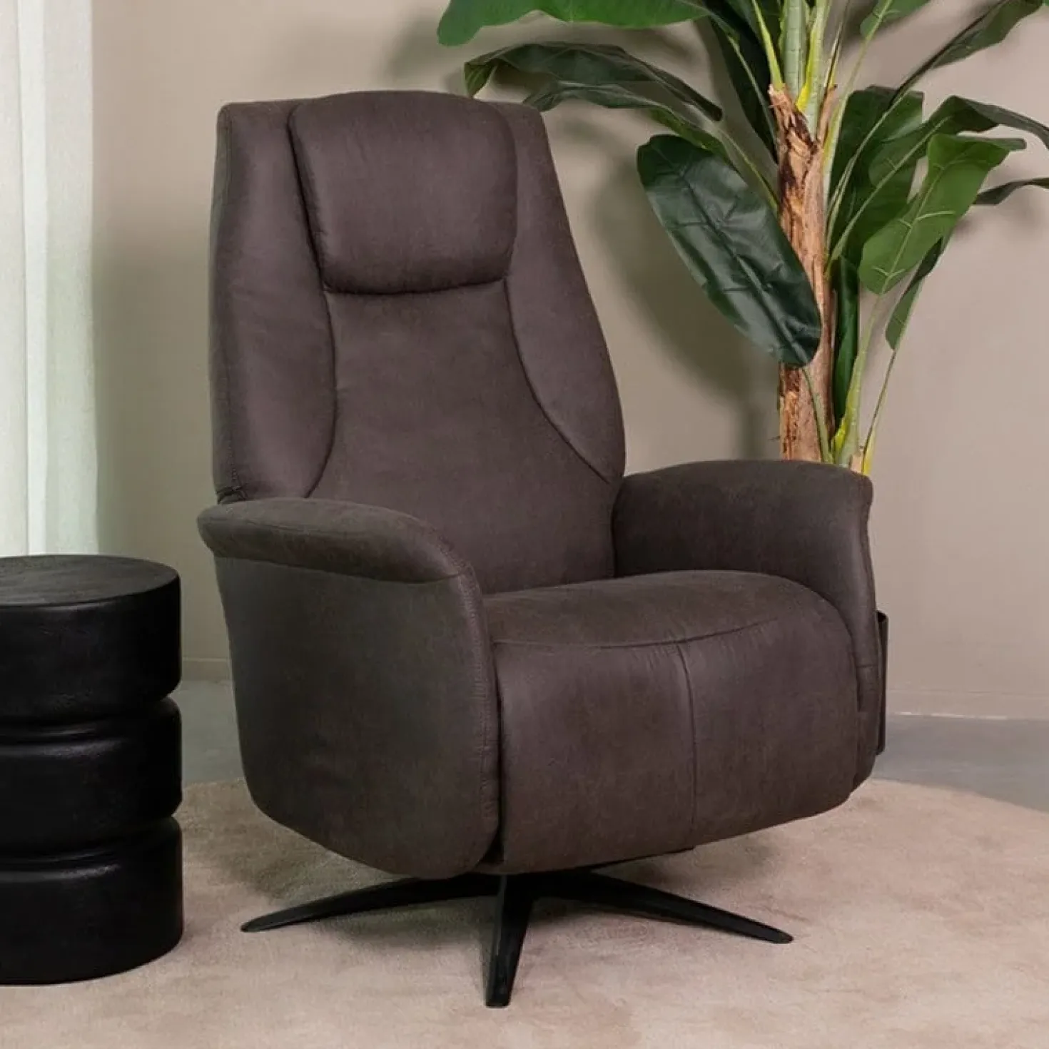 Stockholm Fauteuil Antraciet Microleder Elektrisch