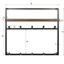 Stockton Kapstok hoog 12 haken Bruin 85cm