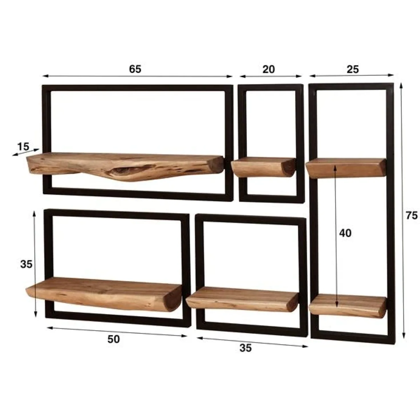 Stockton XL wandplank set van 5 110cm