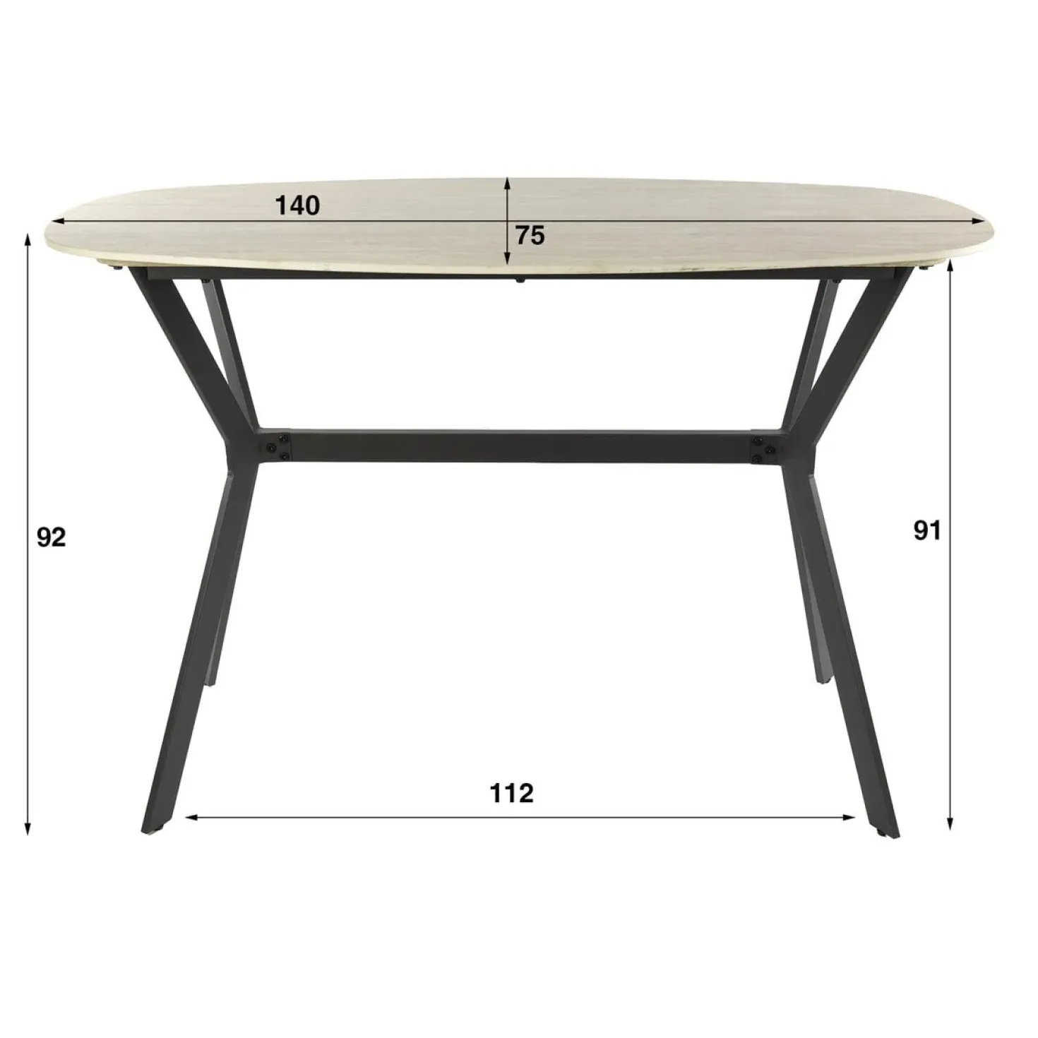 Strato Bartafel deens ovaal Travertine 140cm