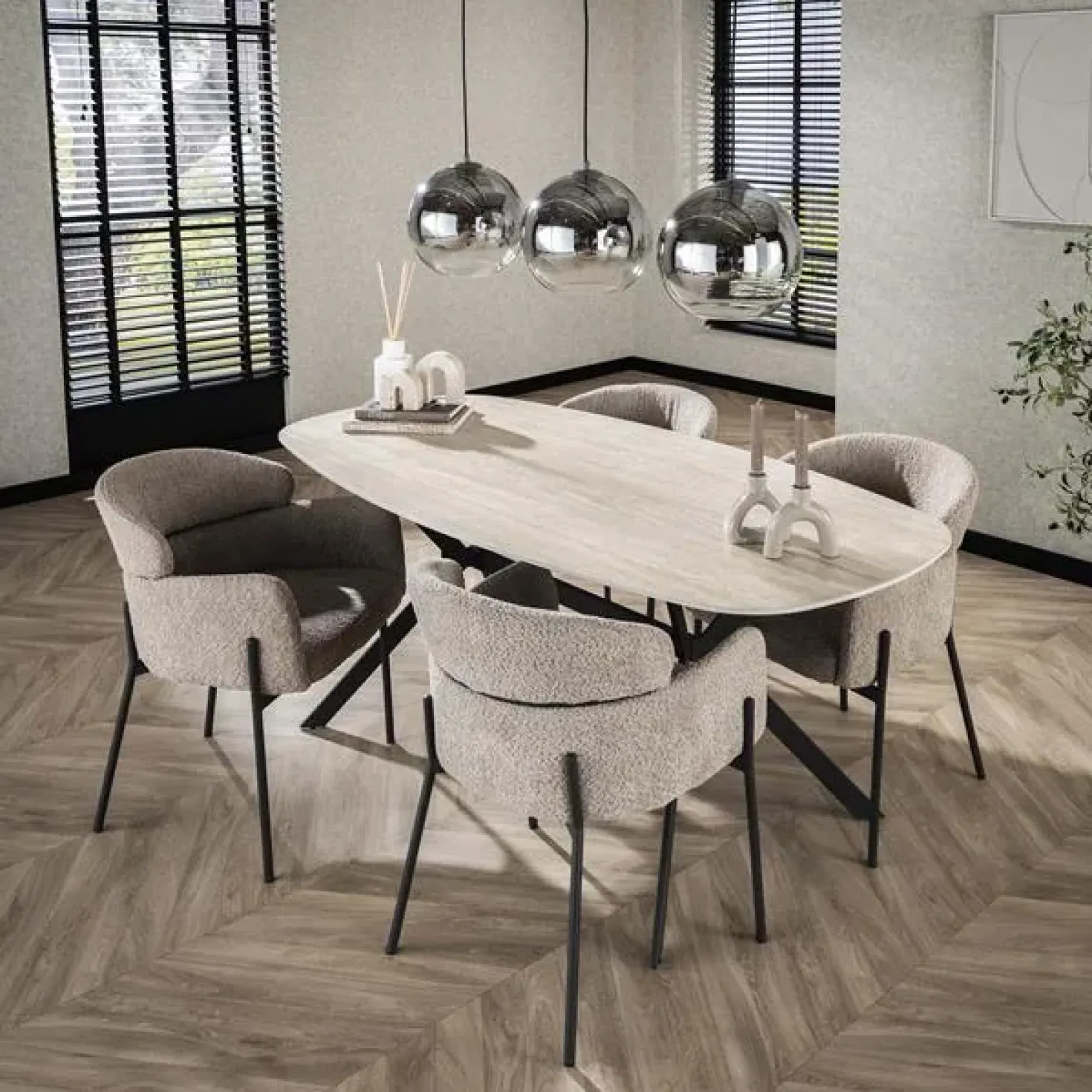 Strato Eetkamertafel deens ovaal Travertin 180cm