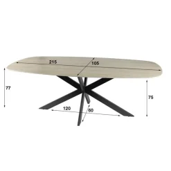 Strato Eettafel deens ovaal Keramiek Travertin 215cm