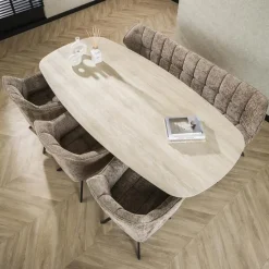 Strato Eettafel deens ovaal Keramiek Travertin 215cm