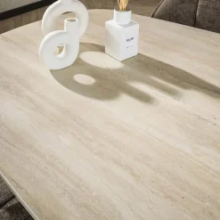 Strato Eettafel deens ovaal Keramiek Travertin 215cm