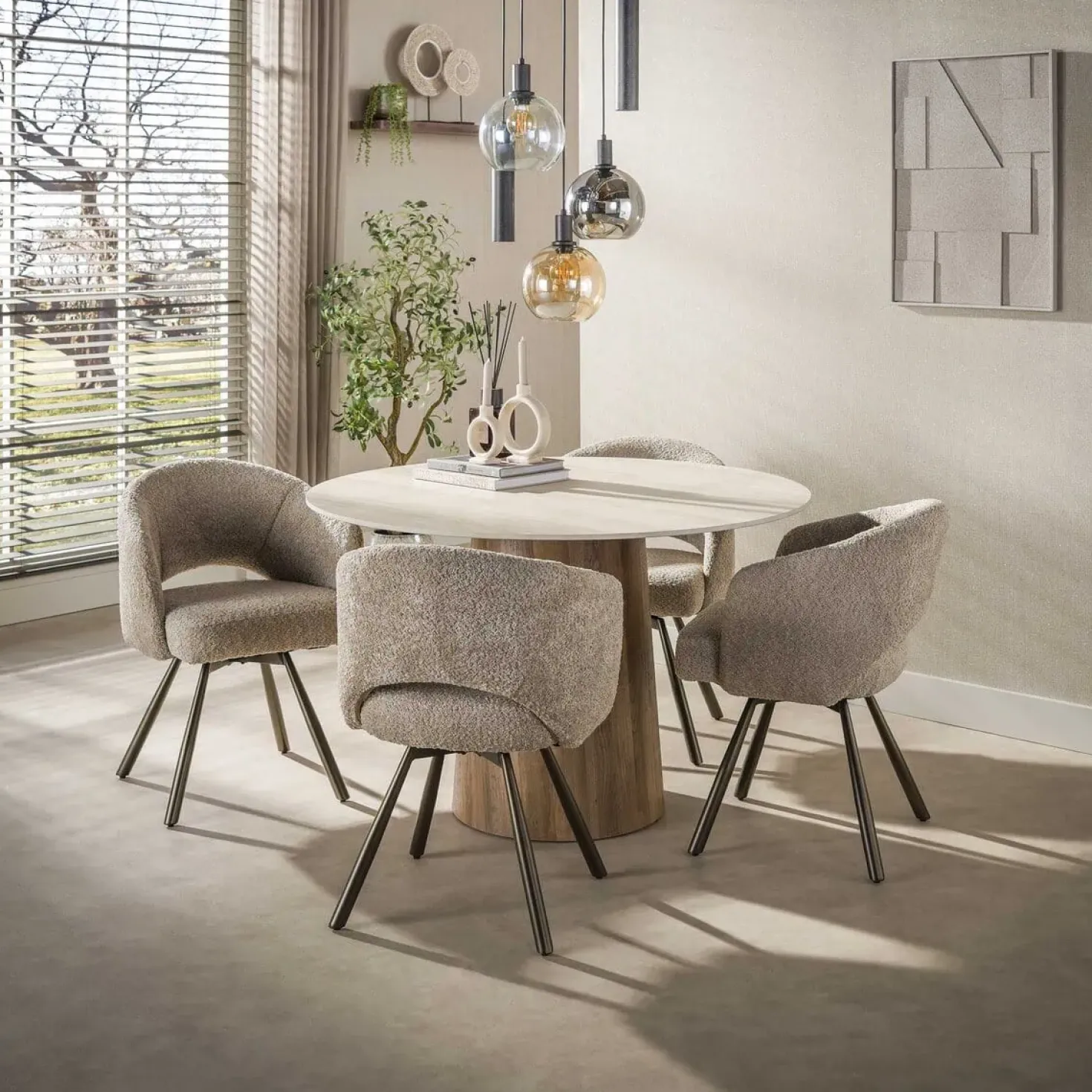 Strato Eettafel Rond keramiek Travertin 120cm