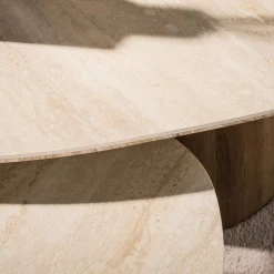 Strato Salontafel driehoekig set van 2 Keramiek Travertin
