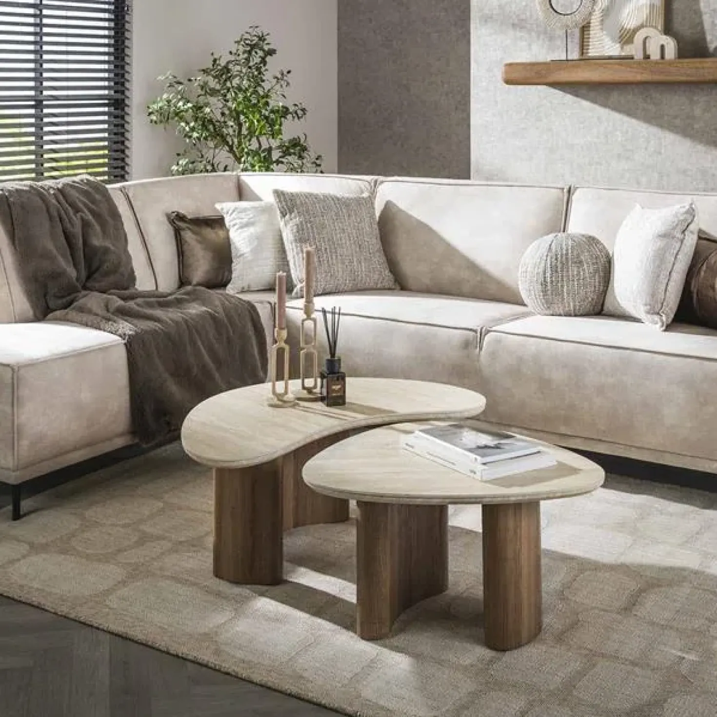 Strato Salontafel set van 2 Travertin