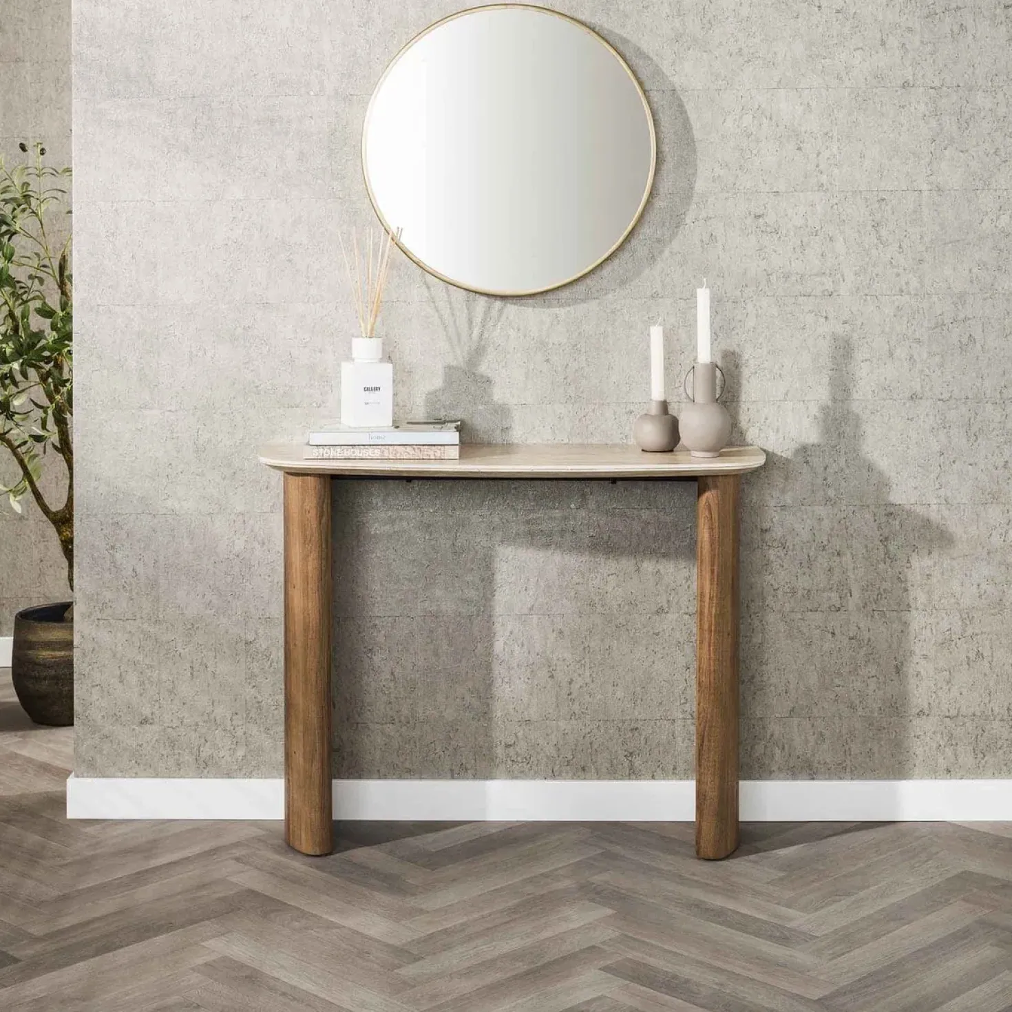 Strato Sidetable/Kaptafel Keramiek travertin 100cm