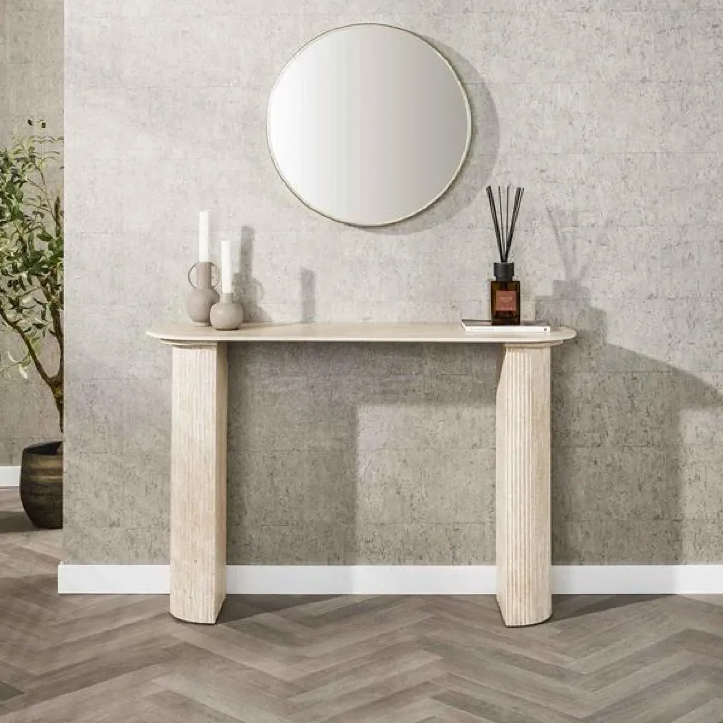 Strato Sidetable Keramiek travertin 120cm