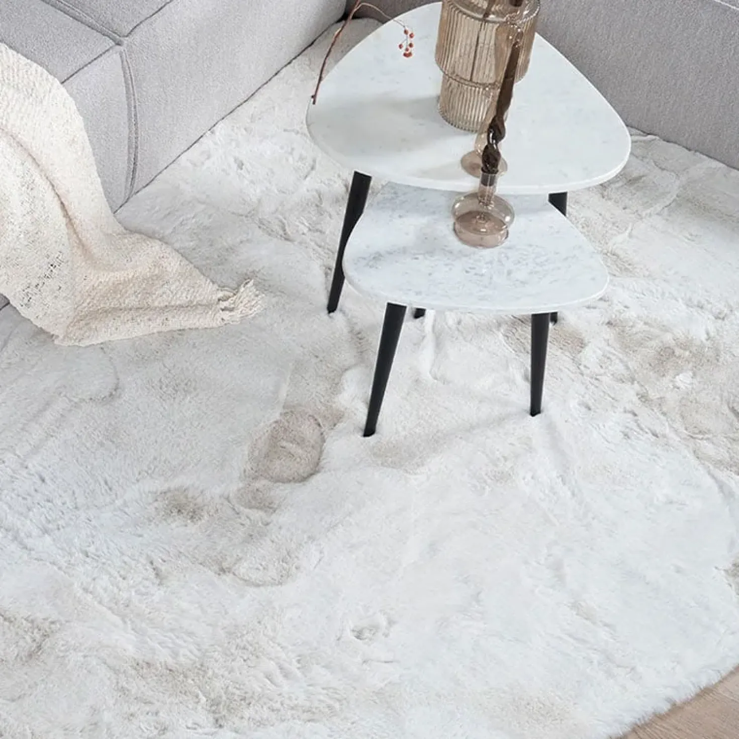 Suave vloerkleed kiezelvorm ivoor 160cm x 230cm