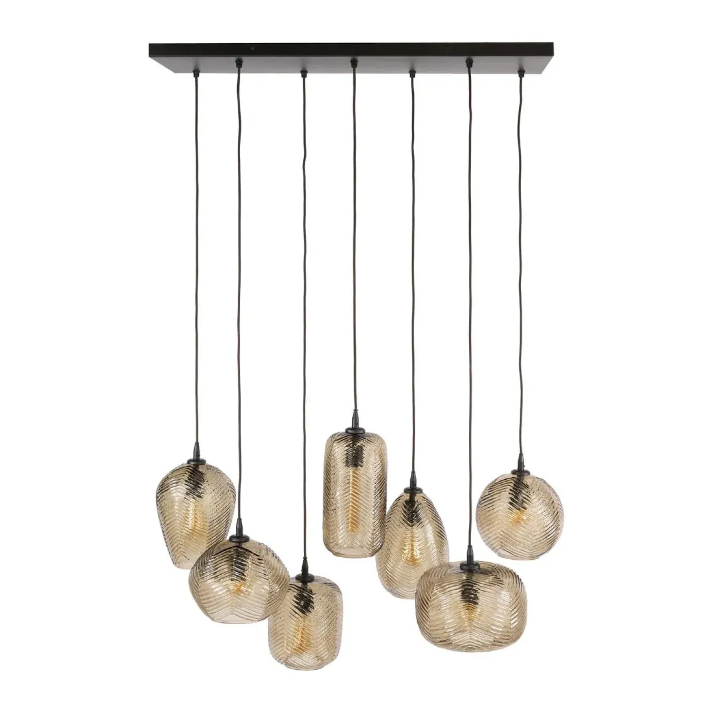 Sully 7-lichts Hanglamp Smoke bruin glas