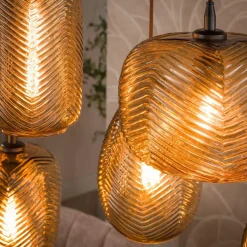 Sully 7-lichts Hanglamp Smoke bruin glas