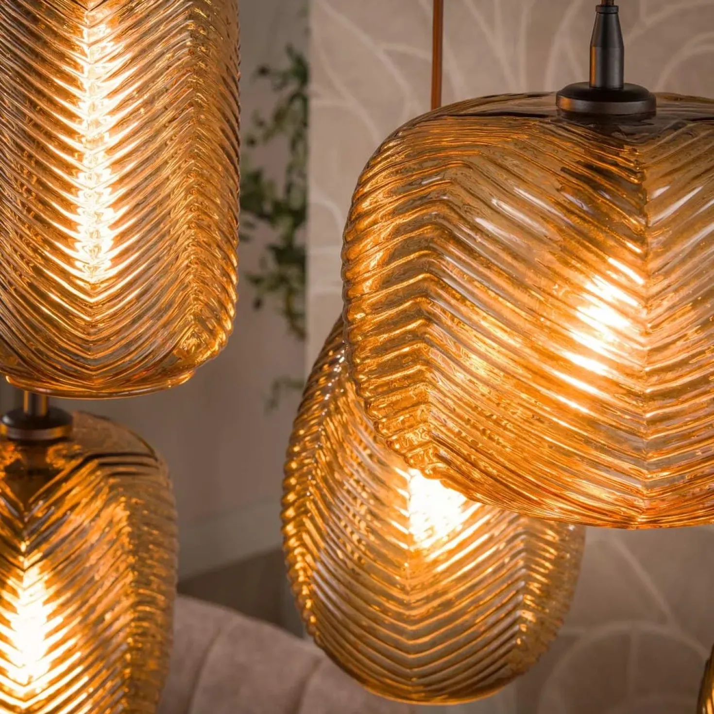 Sully 7-lichts Hanglamp Smoke bruin glas