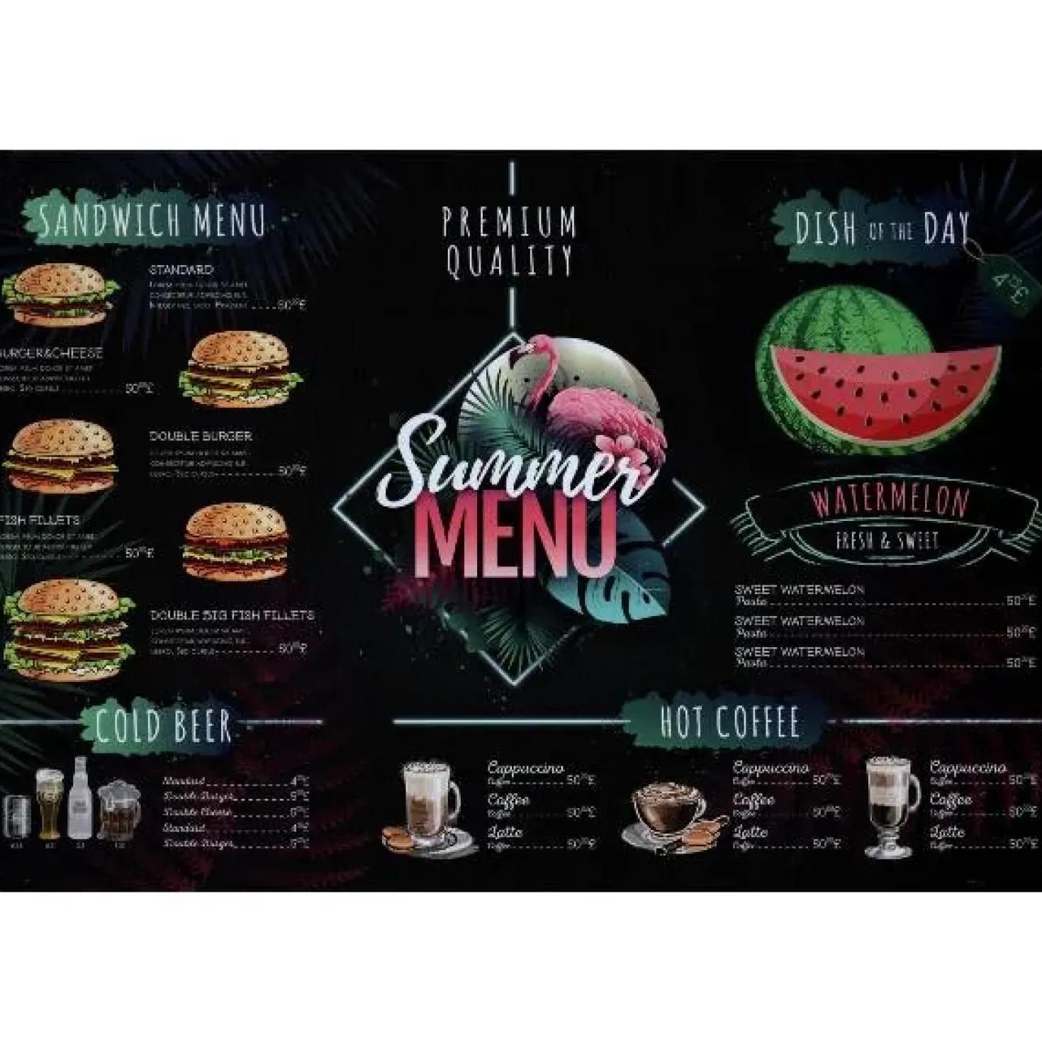 Summer Menu - metalen bord