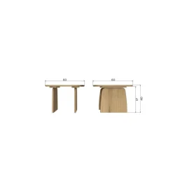 Tablo Salontafel organisch Eikenhout zwart 60cm