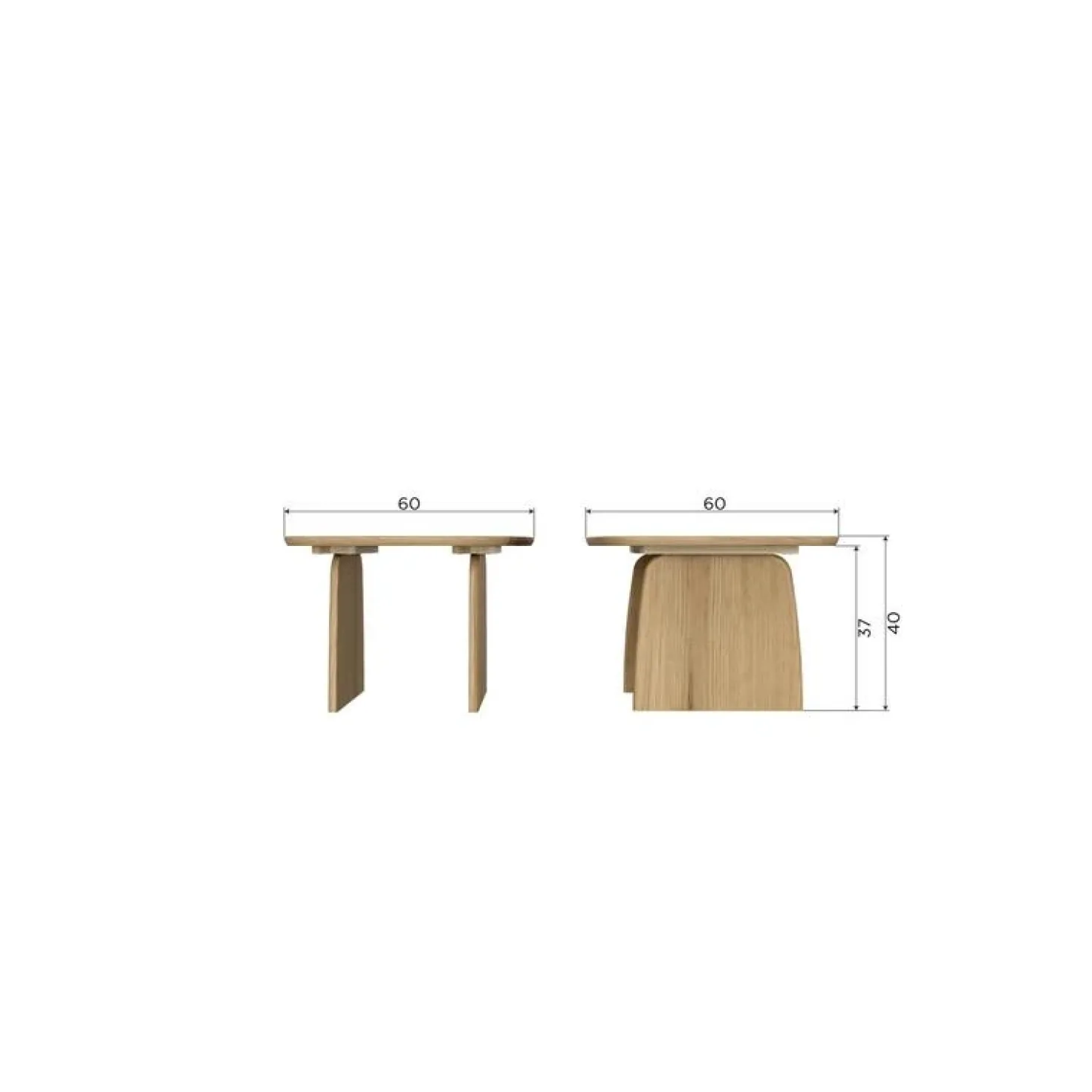Tablo Salontafel organisch Eikenhout zwart 60cm
