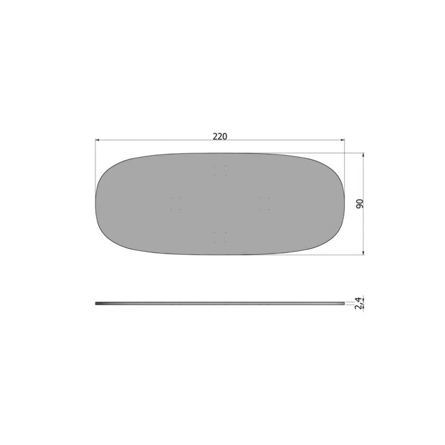 Tablo Tafelblad Ovaal Eiken Onbehandeld 220cm