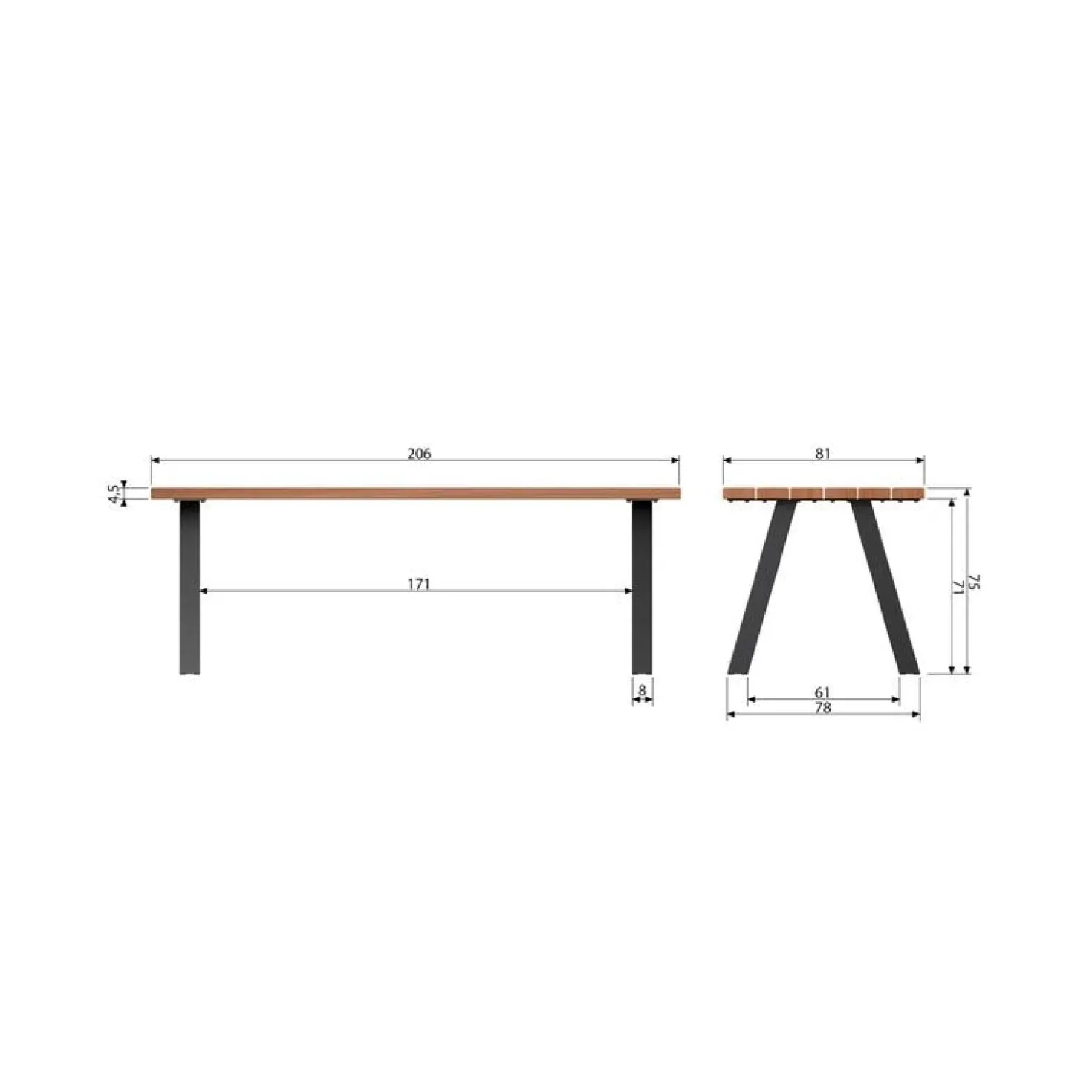 Tablo Tuintafel Ayoushout 210cm