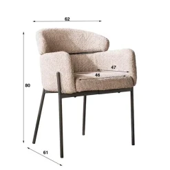 Tanda eetkamerstoel ronde rug Boucle zandkleur