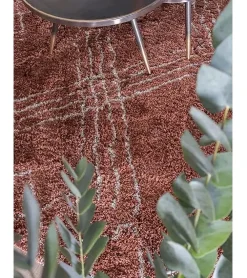 Tano vloerkleed hoogpolig rechthoek terra