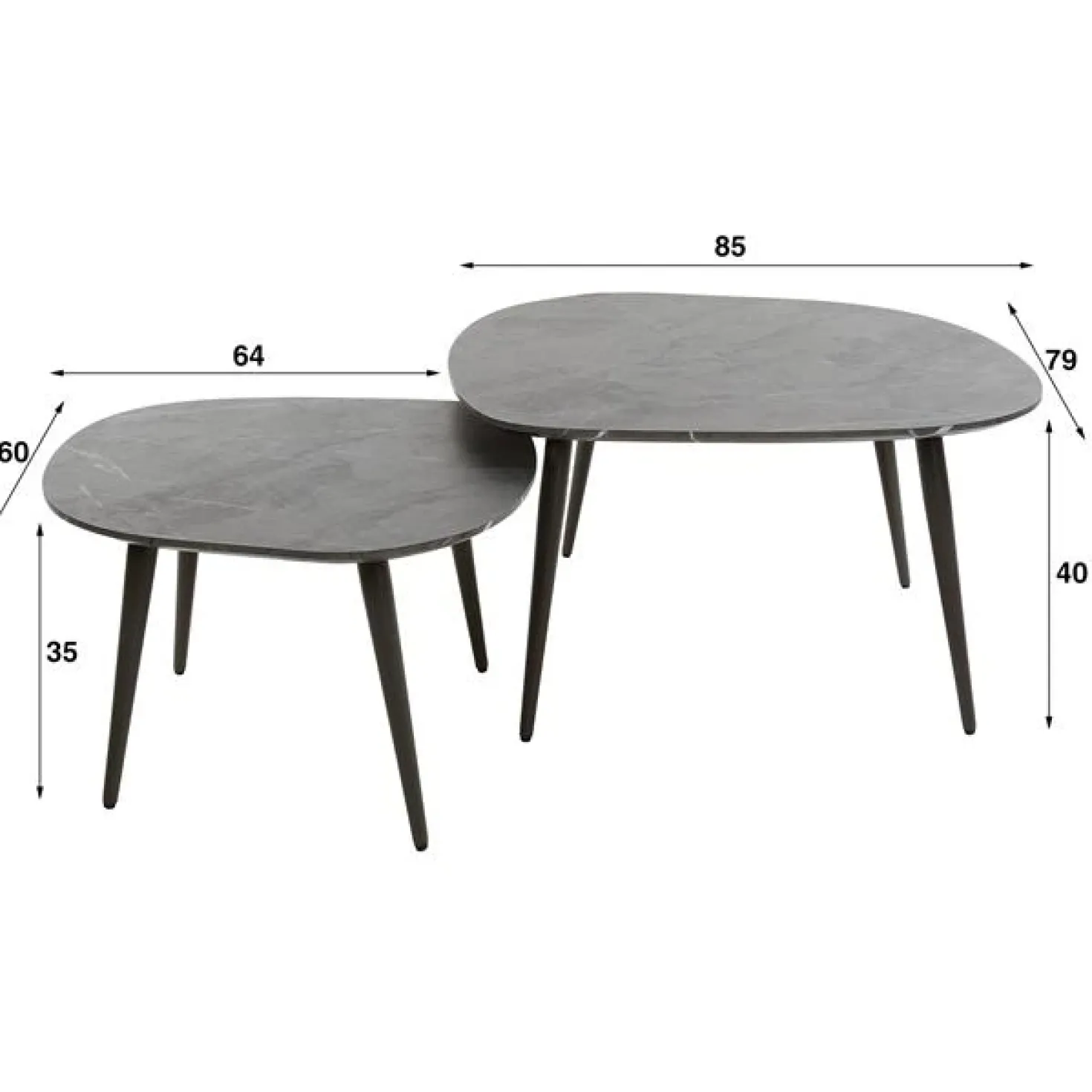 Tate Salontafel set van 2 Organisch zwart
