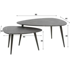 Tate Salontafel set van 2 Peervormig zwart