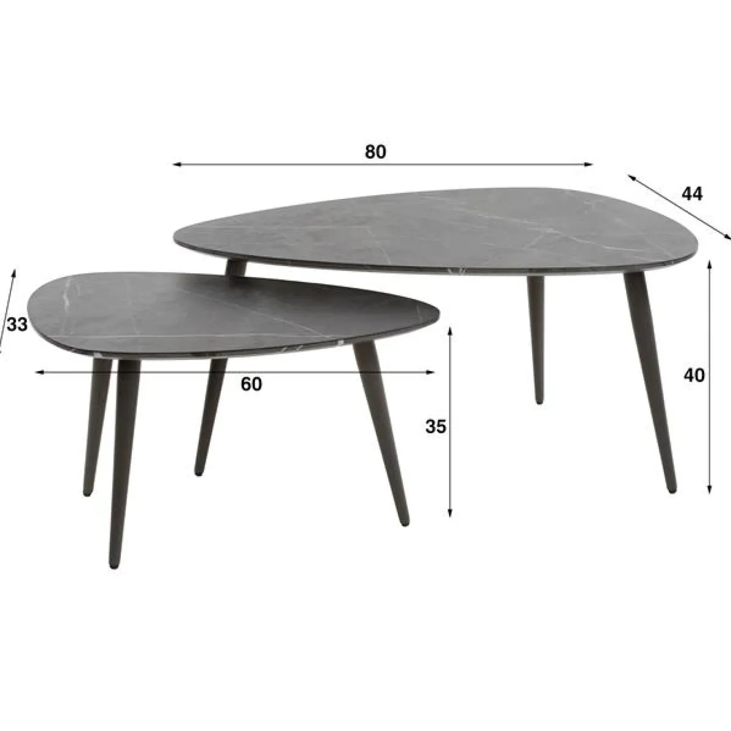 Tate Salontafel set van 2 Peervormig zwart