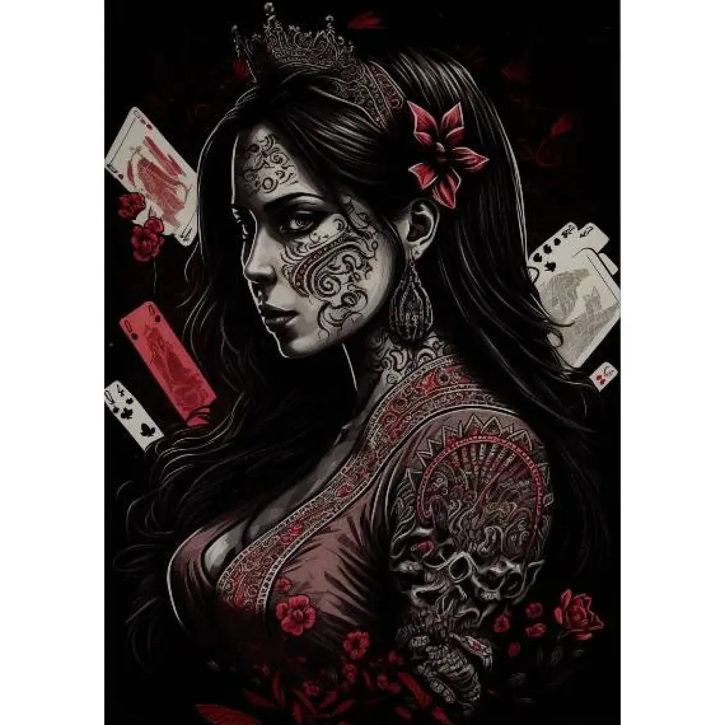 tatoeage vrouw - metalen bord