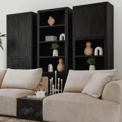 Tenna Wandkast Zwart mangohout 80cm