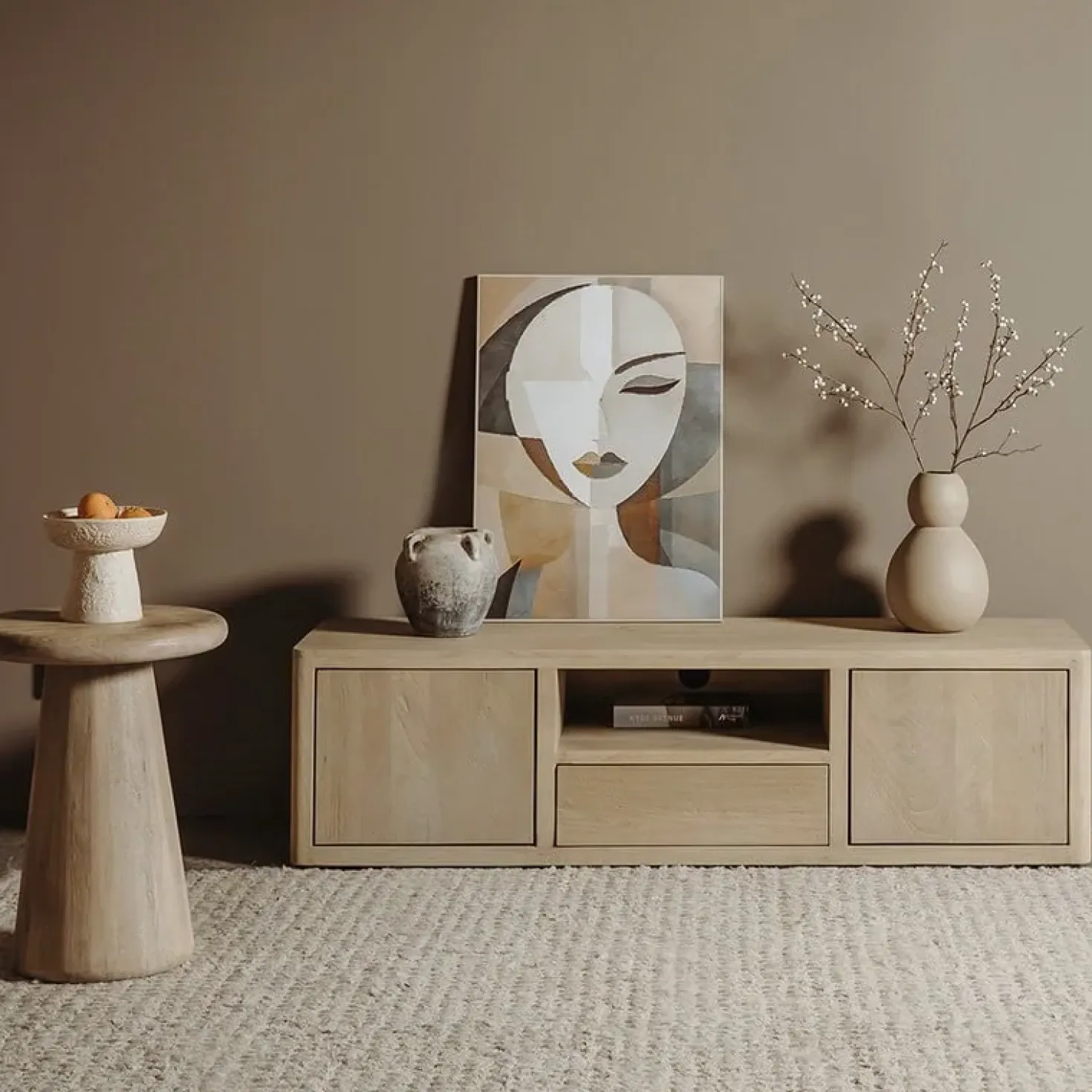 Tenna zwevend Tv meubel naturel mangohout 150cm