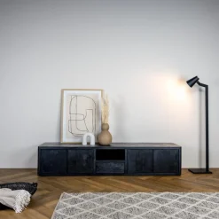 Tenna Zwevend Tv meubel zwart mangohout 200cm