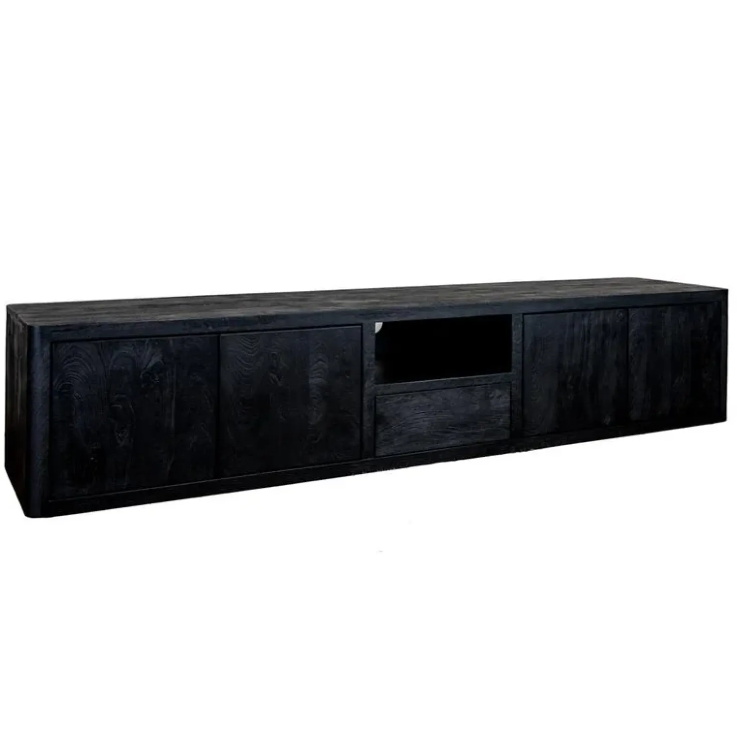 Tenna Zwevend Tv meubel zwart mangohout 200cm
