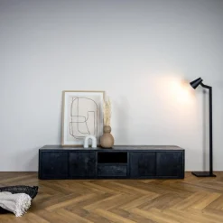 Tenna Zwevend Tv meubel zwart mangohout 200cm