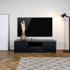 Tenna Zwevend Tv meubel zwart mangohout 150cm