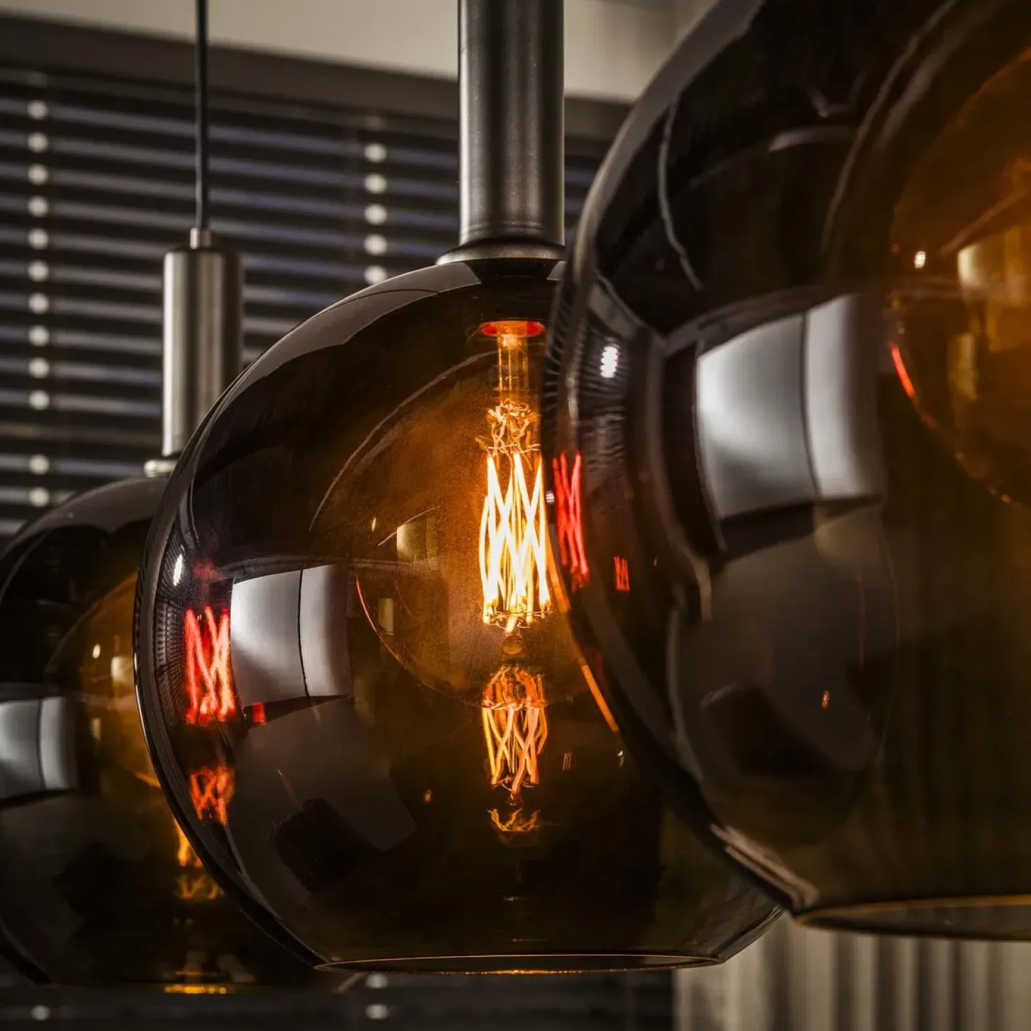 Tessio 3-lichts Hanglamp Bruin glas